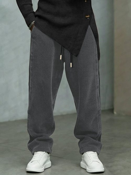 Premium Elastic Waist Drawstring Corduroy Pants